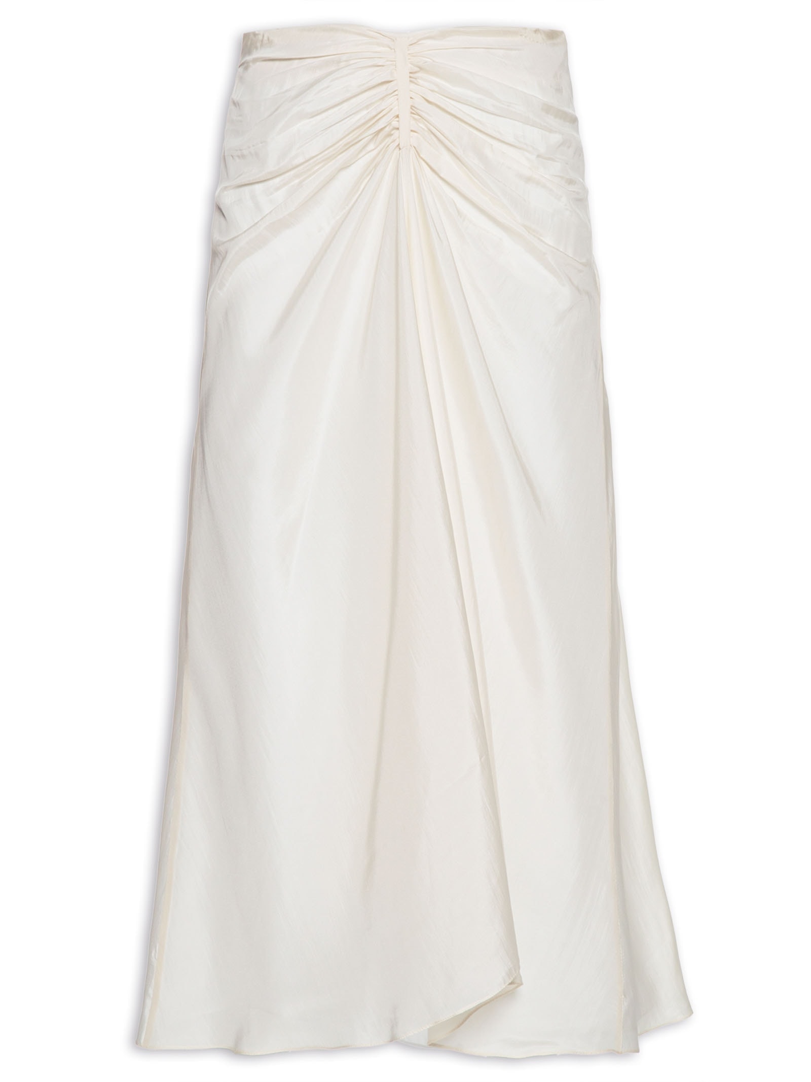 Saia Midi Em Seda Pura Com Faixa Off White '2Essential