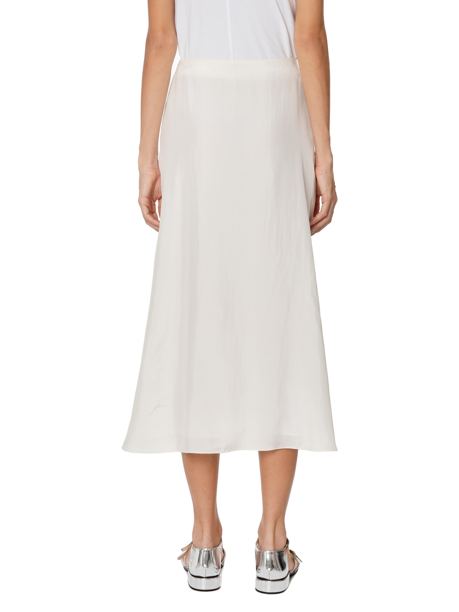 Saia Midi Em Seda Pura Com Faixa Off White '2Essential