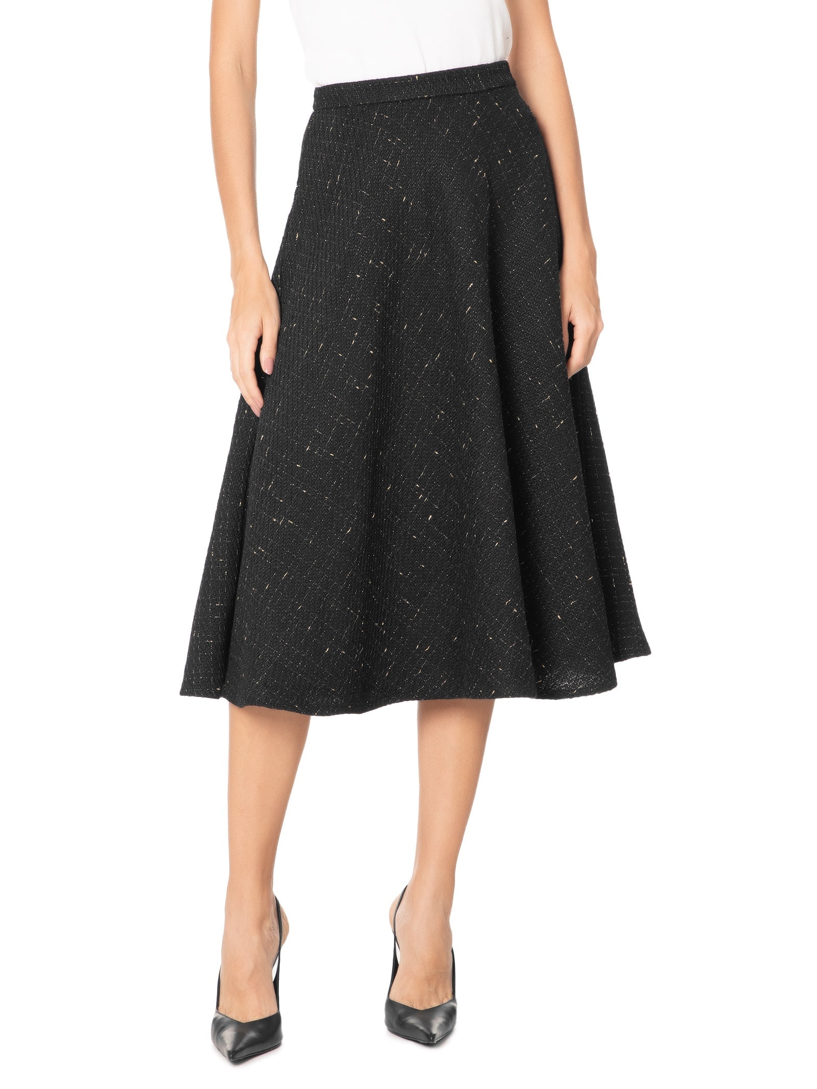 Saia Midi Em Tweed Preto '2Essential