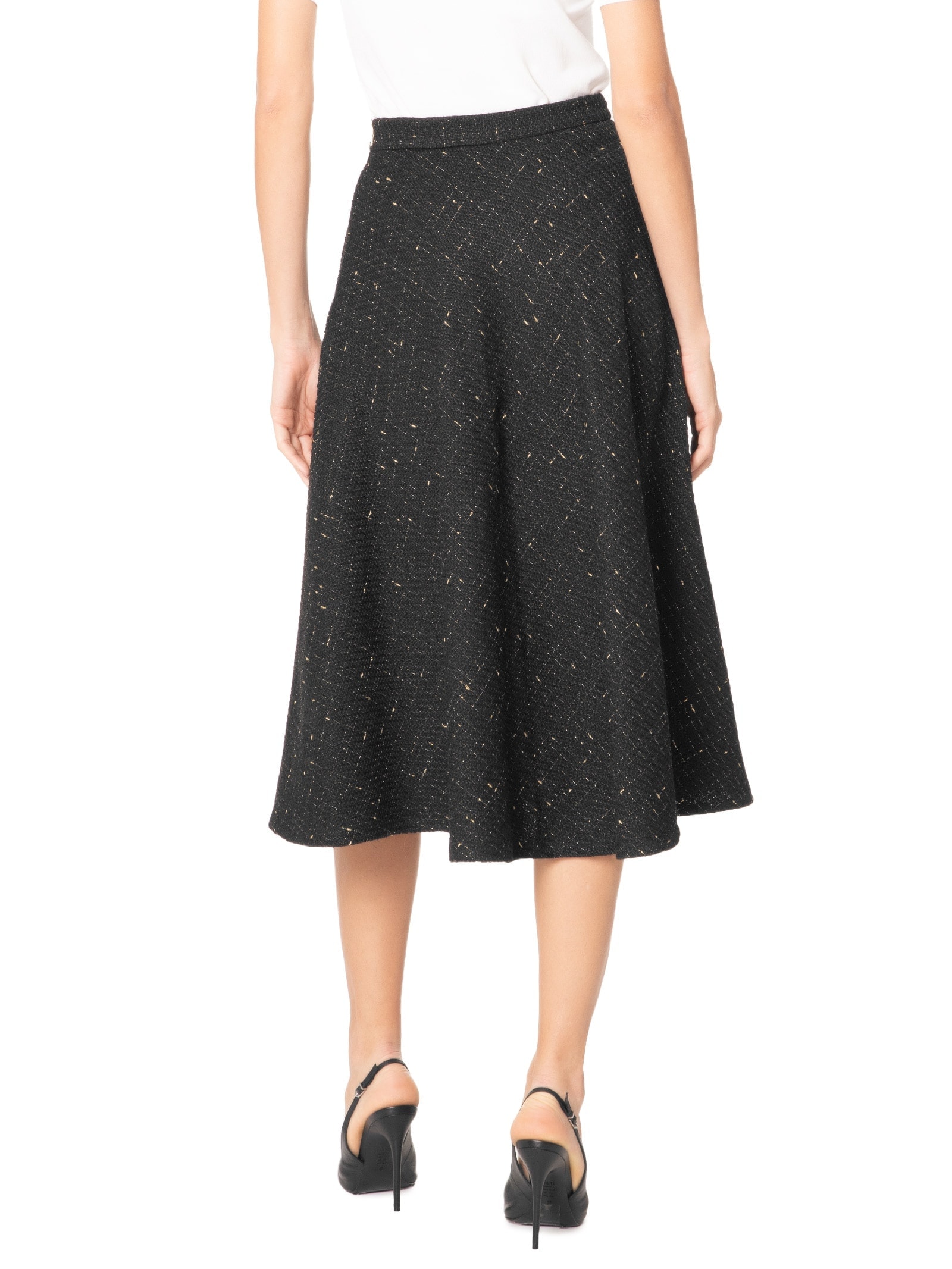 Saia Midi Em Tweed Preto '2Essential