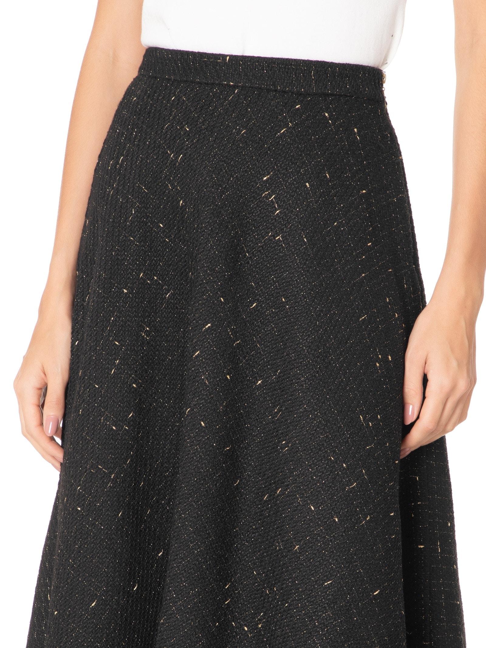 Saia Midi Em Tweed Preto '2Essential