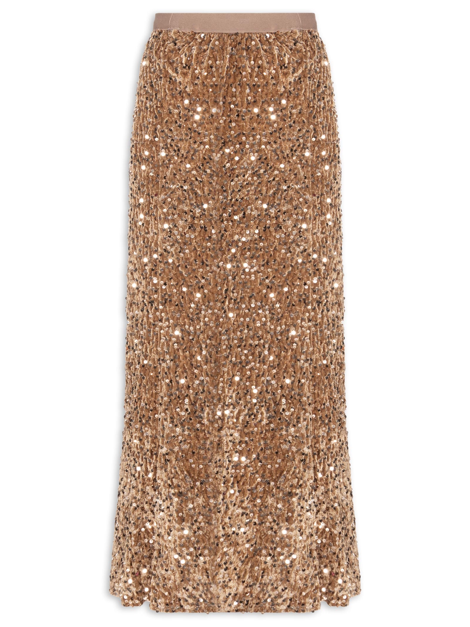 Saia Midi Em Veludo Com Paetê Dourado Market 33