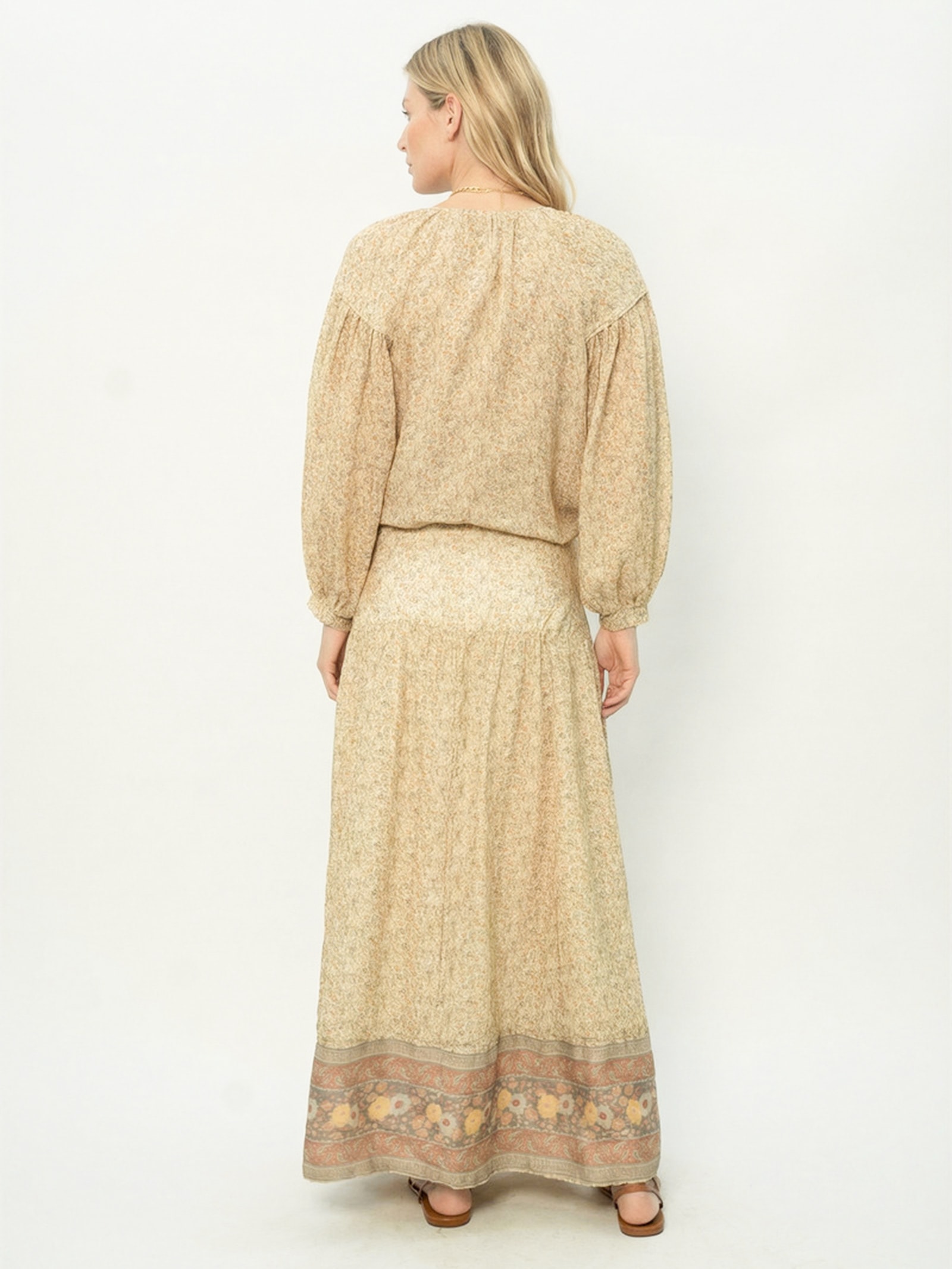 Saia Midi Estampa Amarilis C Amarelo Maria Filó