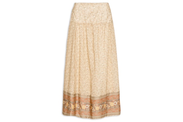 Saia Midi Estampa Amarilis C - Amarelo