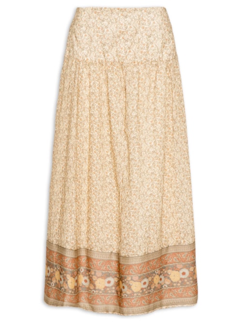 Saia Midi Estampa Amarilis C - Amarelo