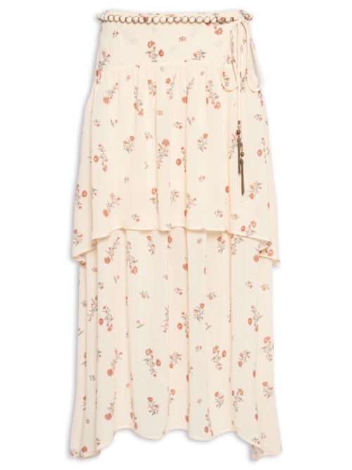 Saia Midi Estampa Aura – Bege