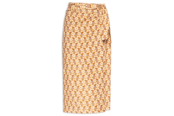 Saia Midi Estampa Cali - Bege