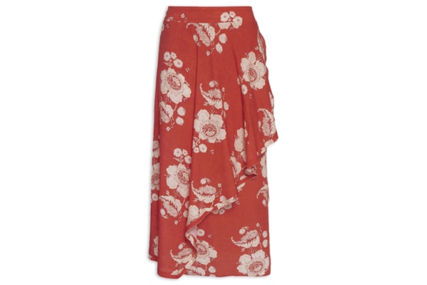 Saia Midi Estampa Fleur A - Vermelho