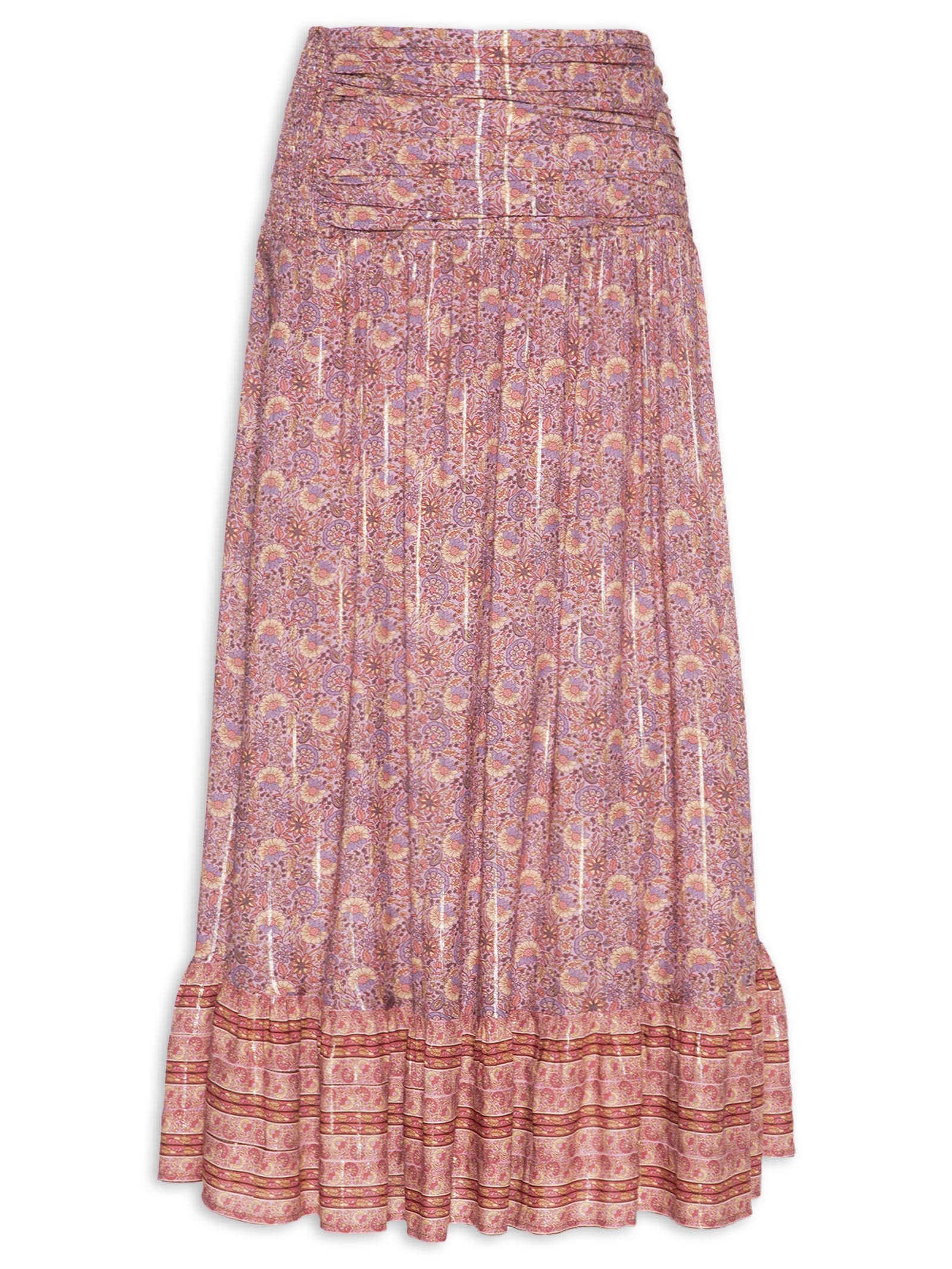 Saia Midi Estampa Flori Rosa Maria Filó