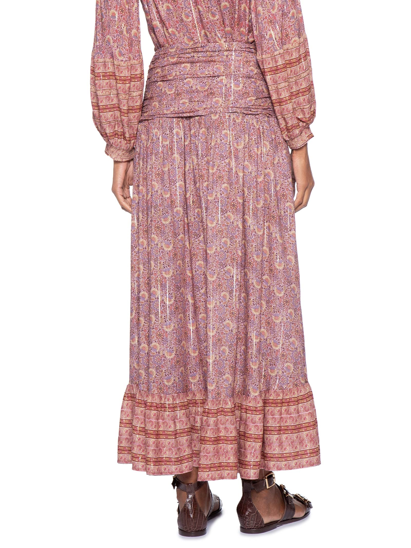 Saia Midi Estampa Flori Rosa Maria Filó