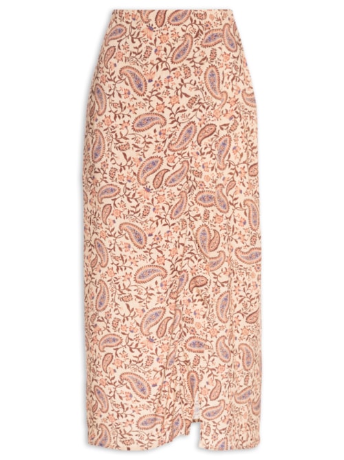 Saia Midi Estampa Hippie – Rosa