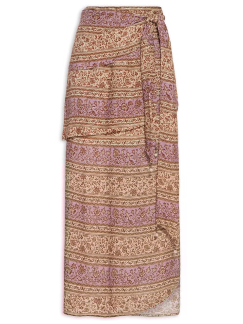 Saia Midi Estampa Liz – Marrom