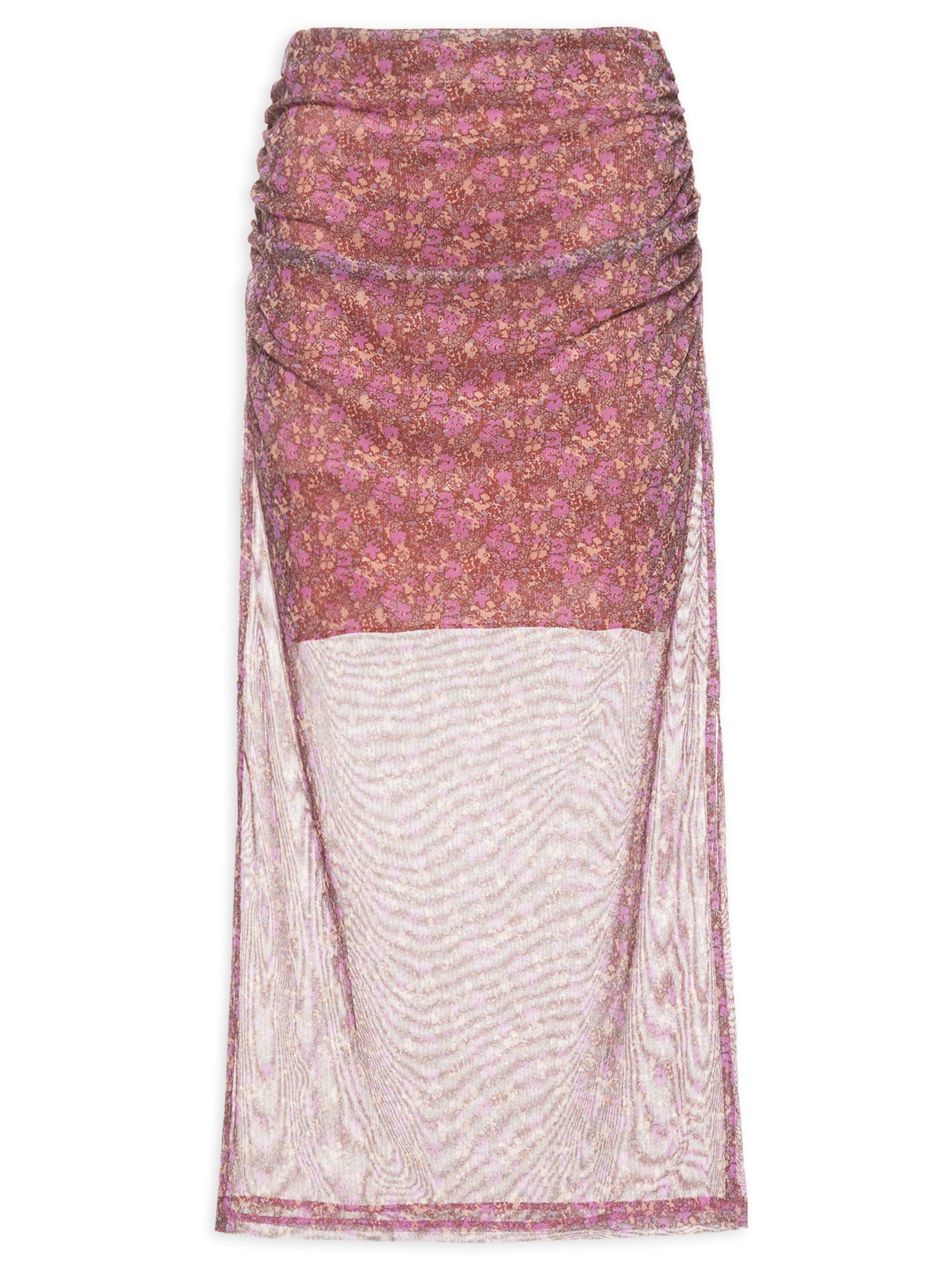 Saia Midi Estampa Violet Roxo Maria Filó