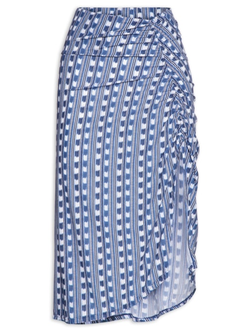Saia Midi Estampada - Azul