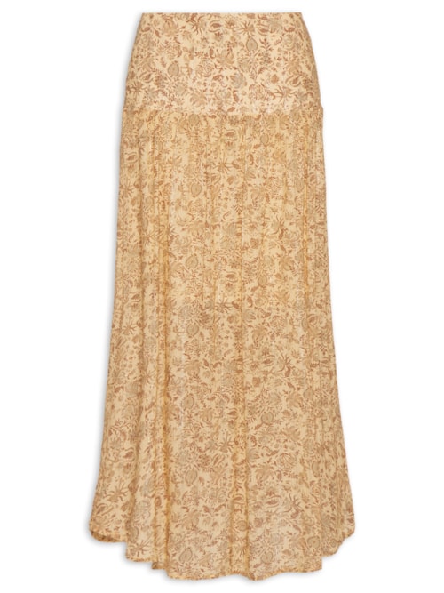 Saia Midi Estampada Maggy - Amarelo