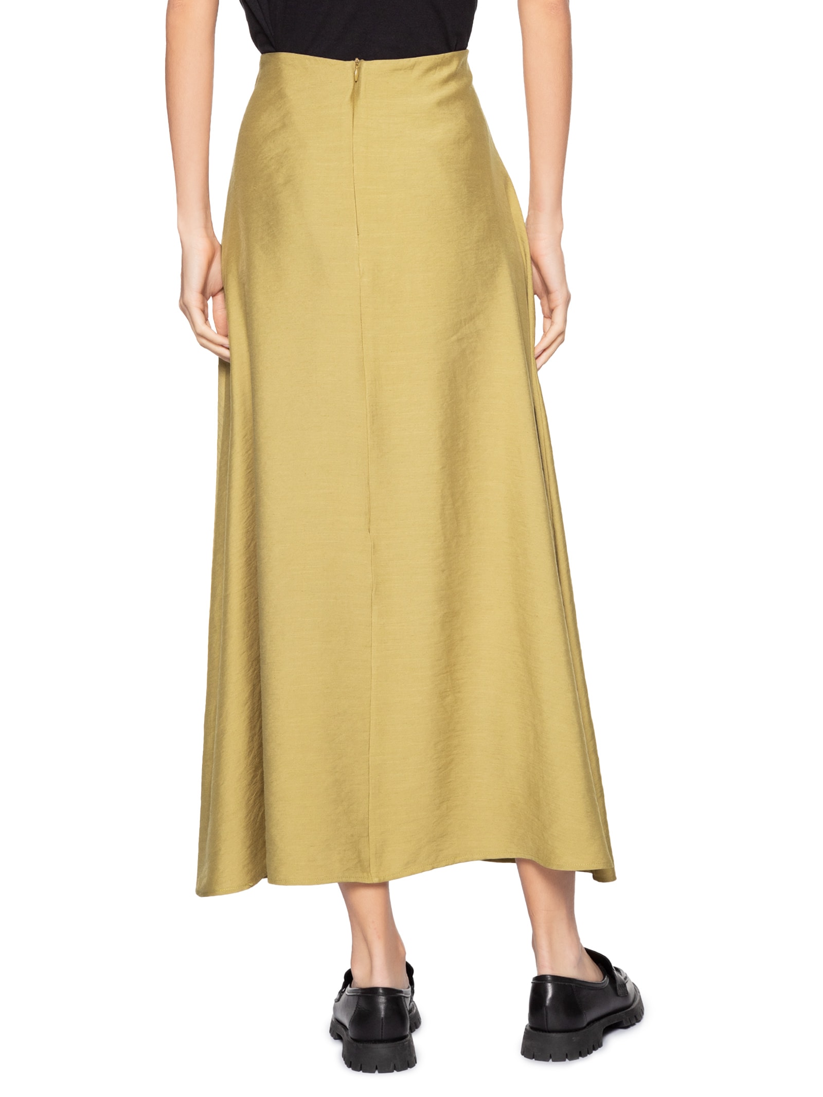 Saia Midi Evasê Bege Basiq