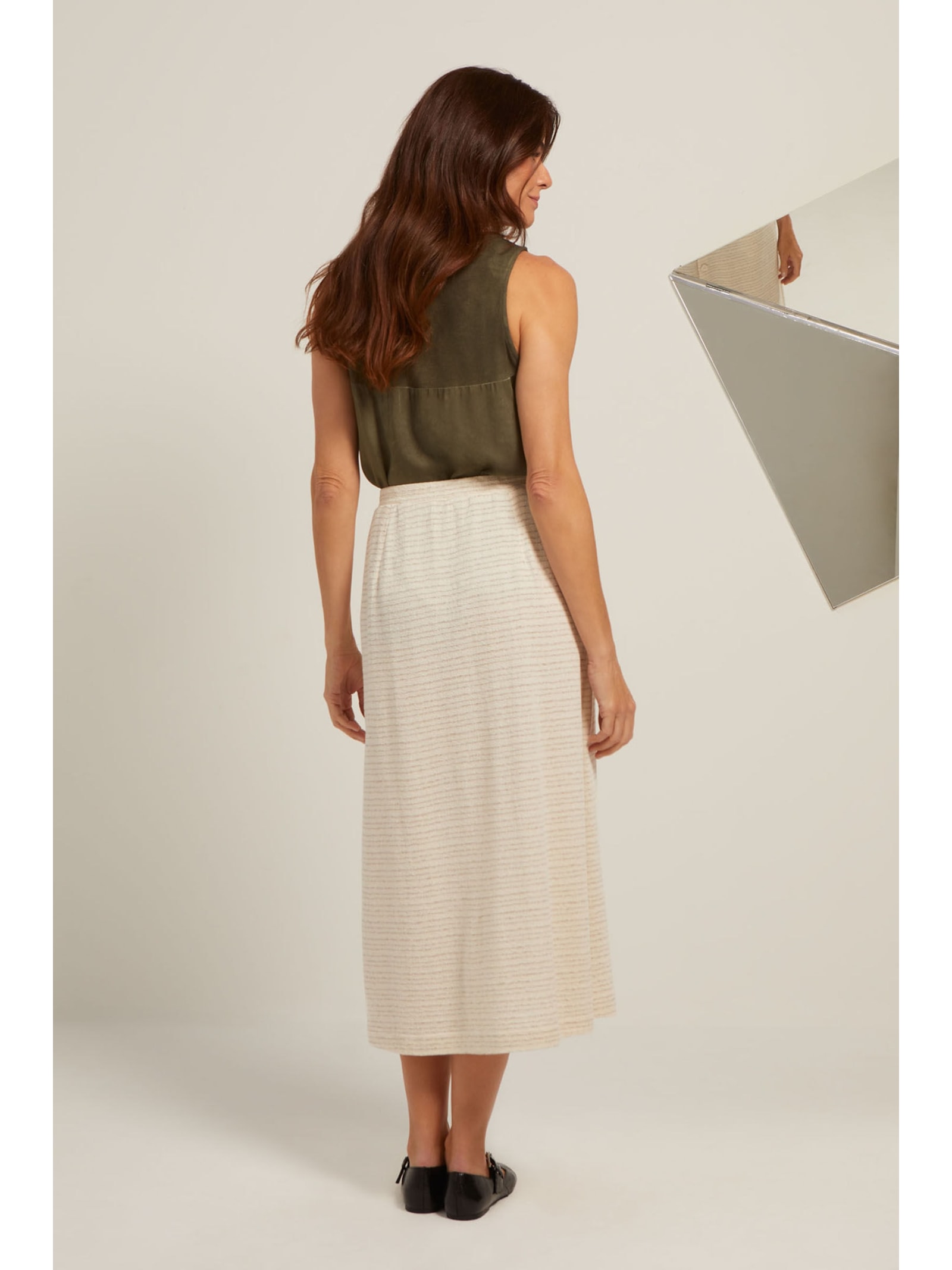 Saia Midi Evasê Listrada Juliana Yogini