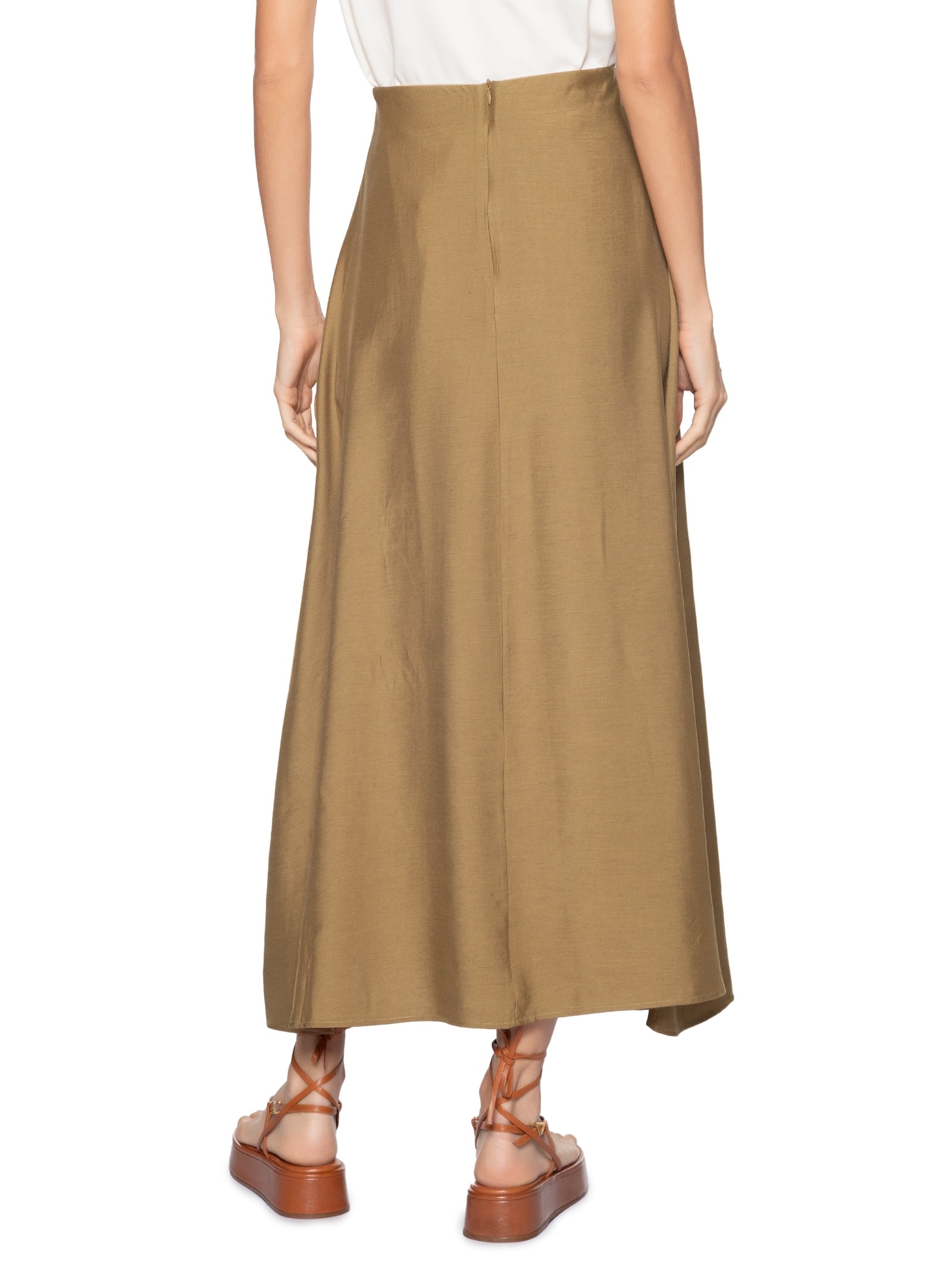 Saia Midi Evasê Marrom Basiq