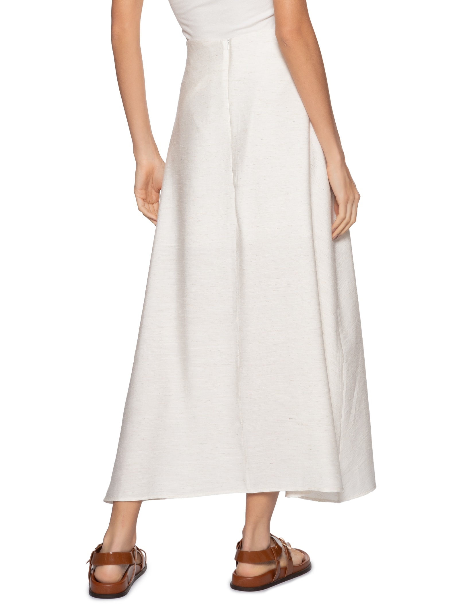 Saia Midi Evasê Off White Basiq