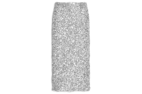 Saia Midi Feminina em Paete - Prateado