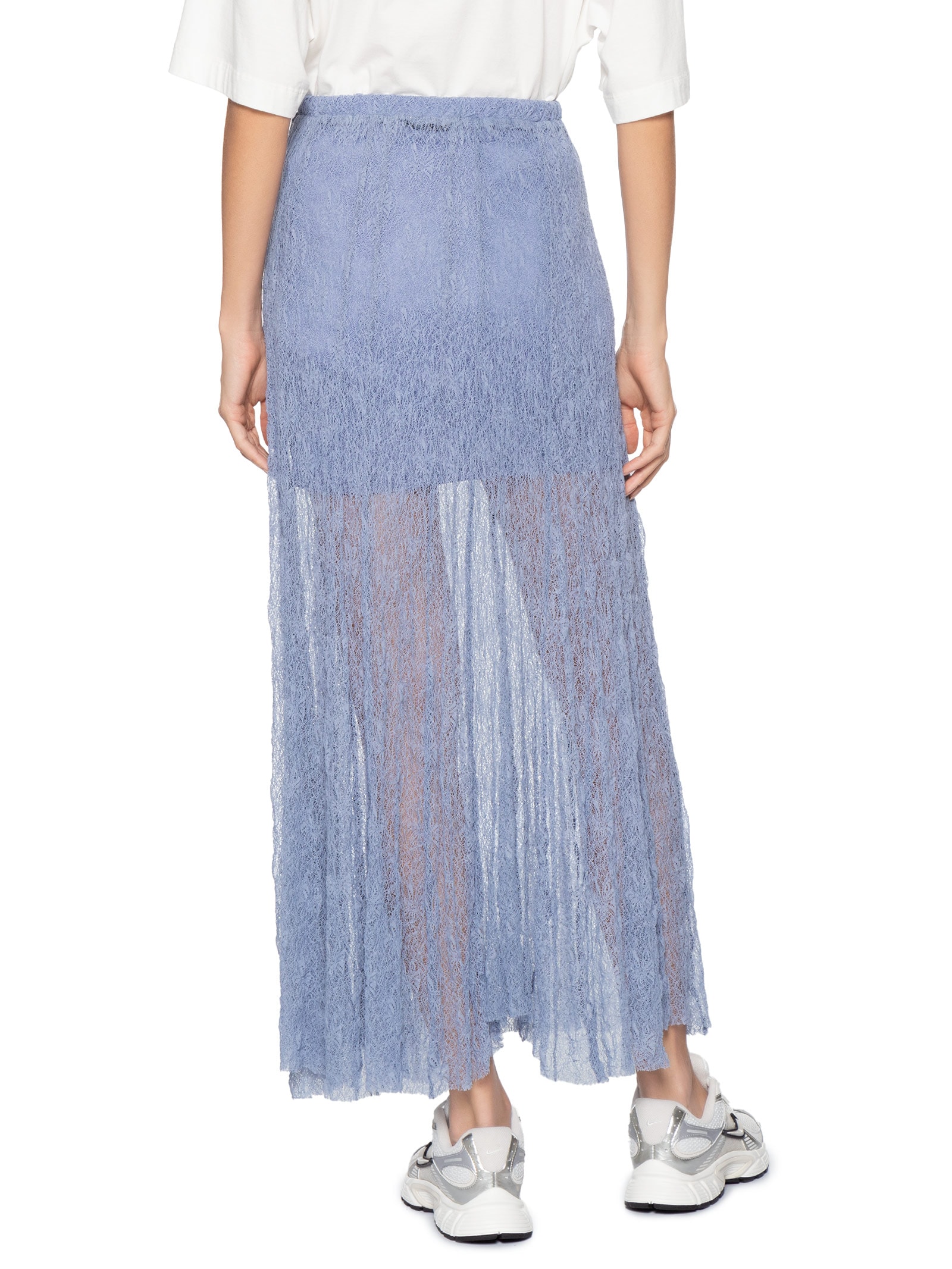 Saia Midi Feminina Em Renda Azul Market 33