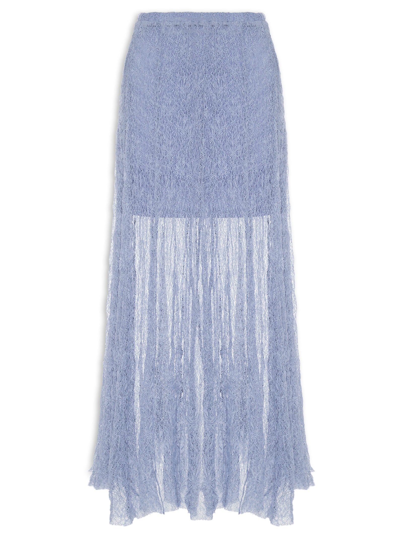 Saia Midi Feminina Em Renda Azul Market 33