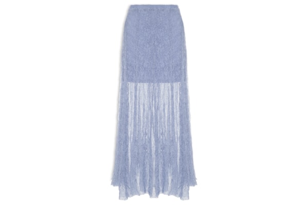 Saia Midi Feminina Em Renda - Azul