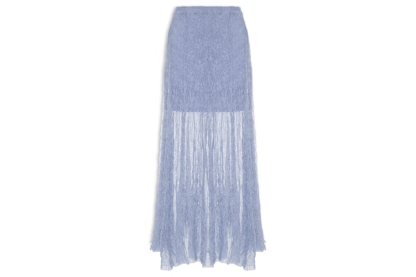 Saia Midi Feminina Em Renda - Azul