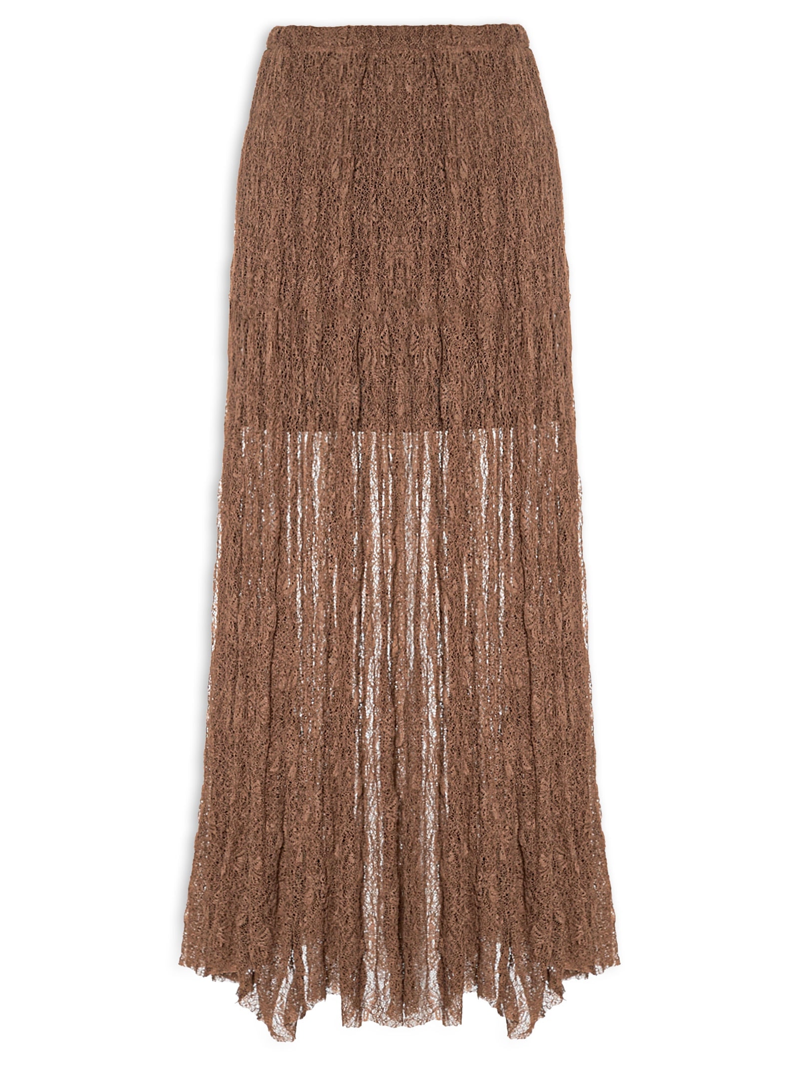 Saia Midi Feminina Em Renda Marrom Market 33