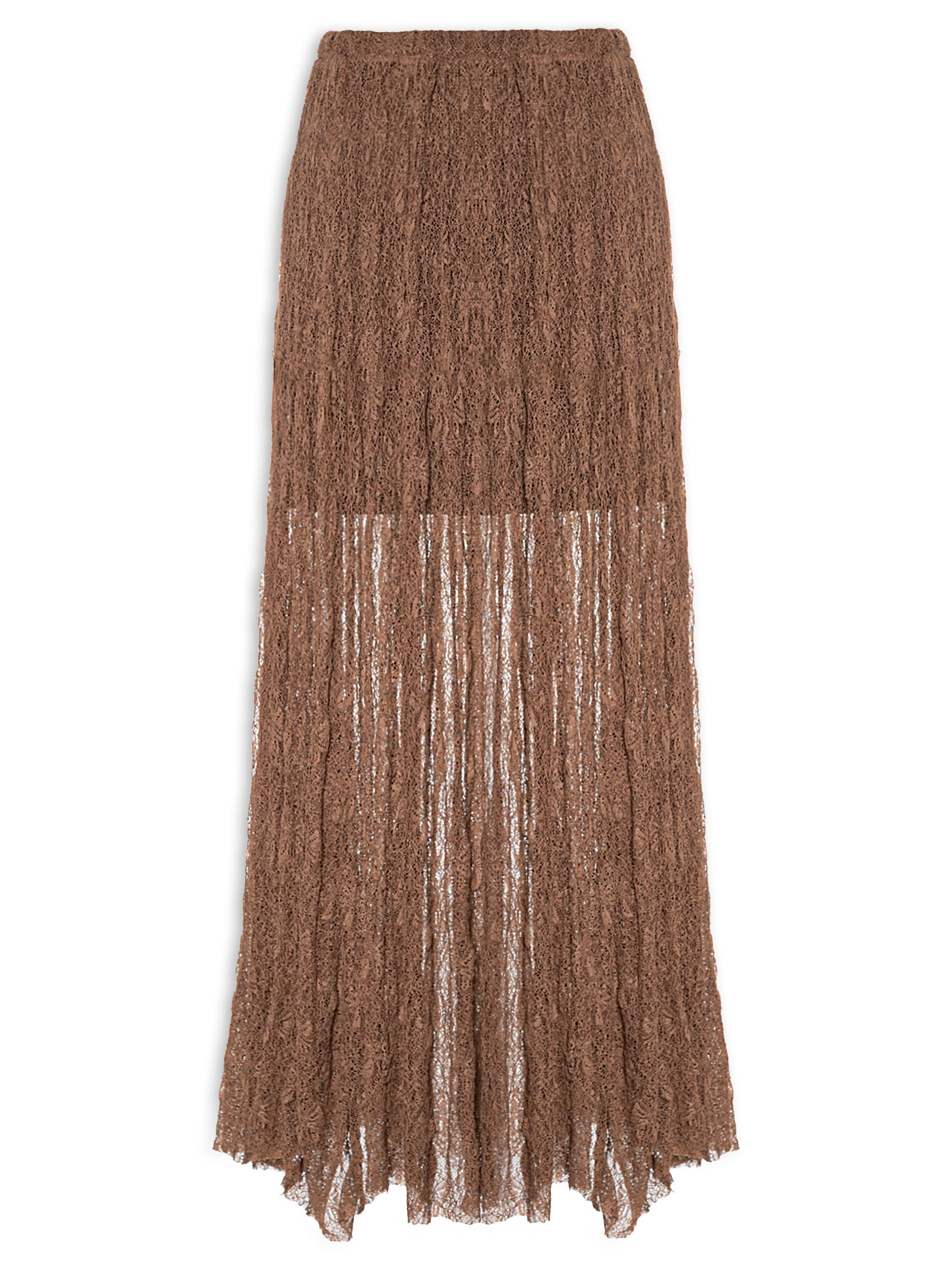 Saia Midi Feminina Em Renda Marrom Market 33