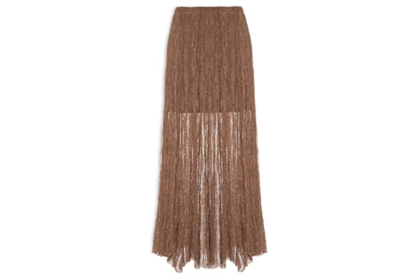 Saia Midi Feminina Em Renda - Marrom