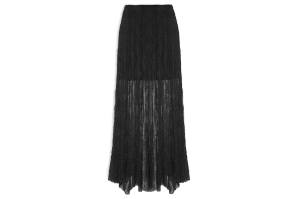 Saia Midi Feminina Em Renda - Preto