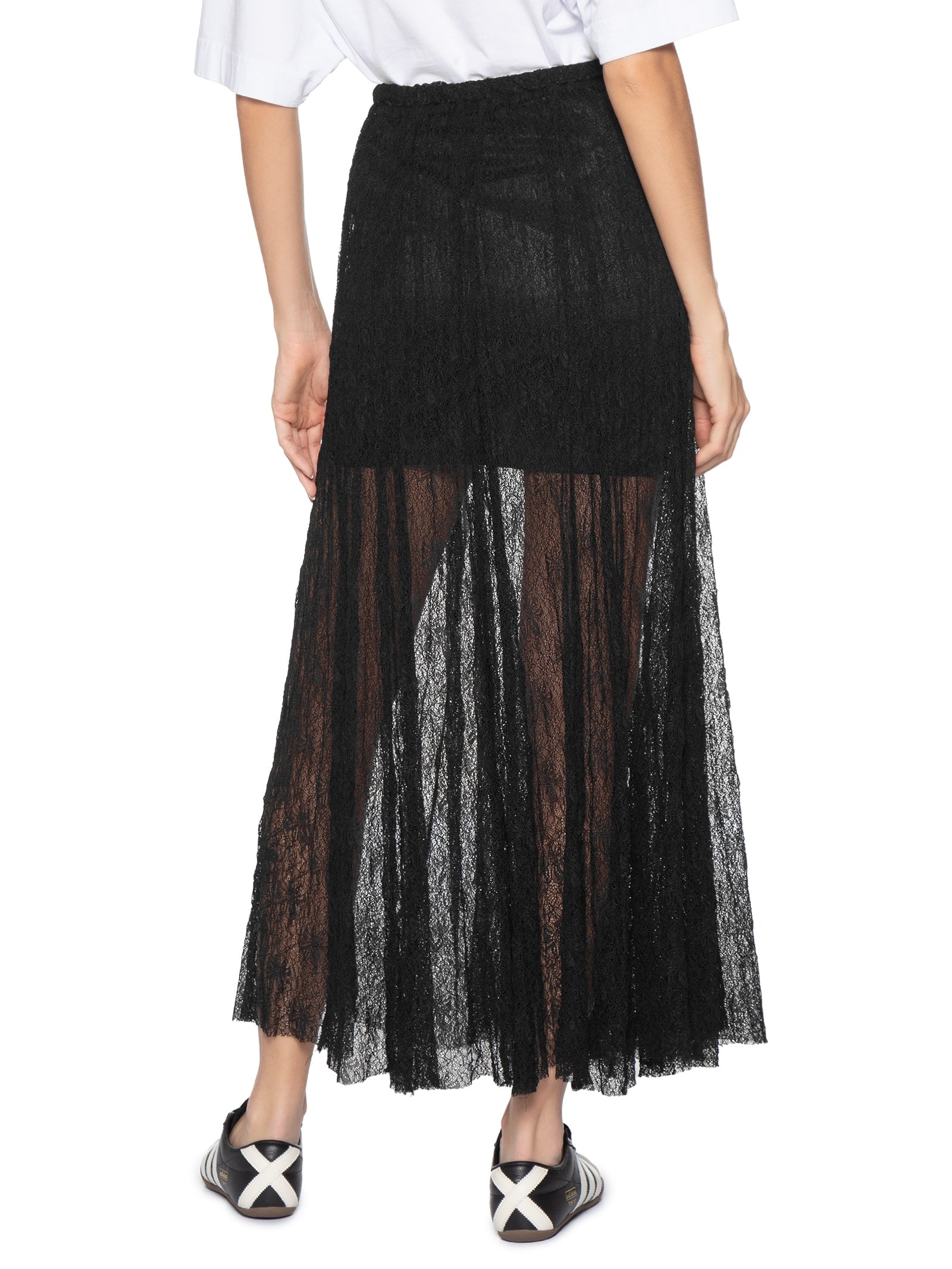 Saia Midi Feminina Em Renda Preto Market 33