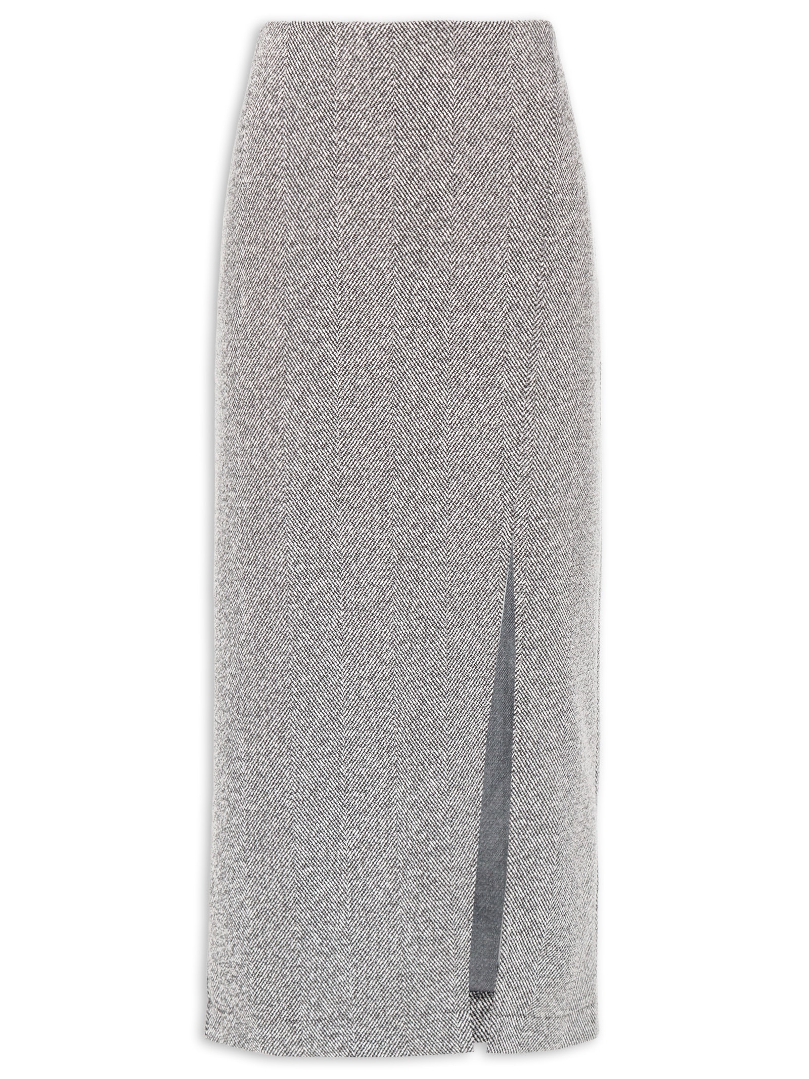 Saia Midi Fenda Cinza Colcci