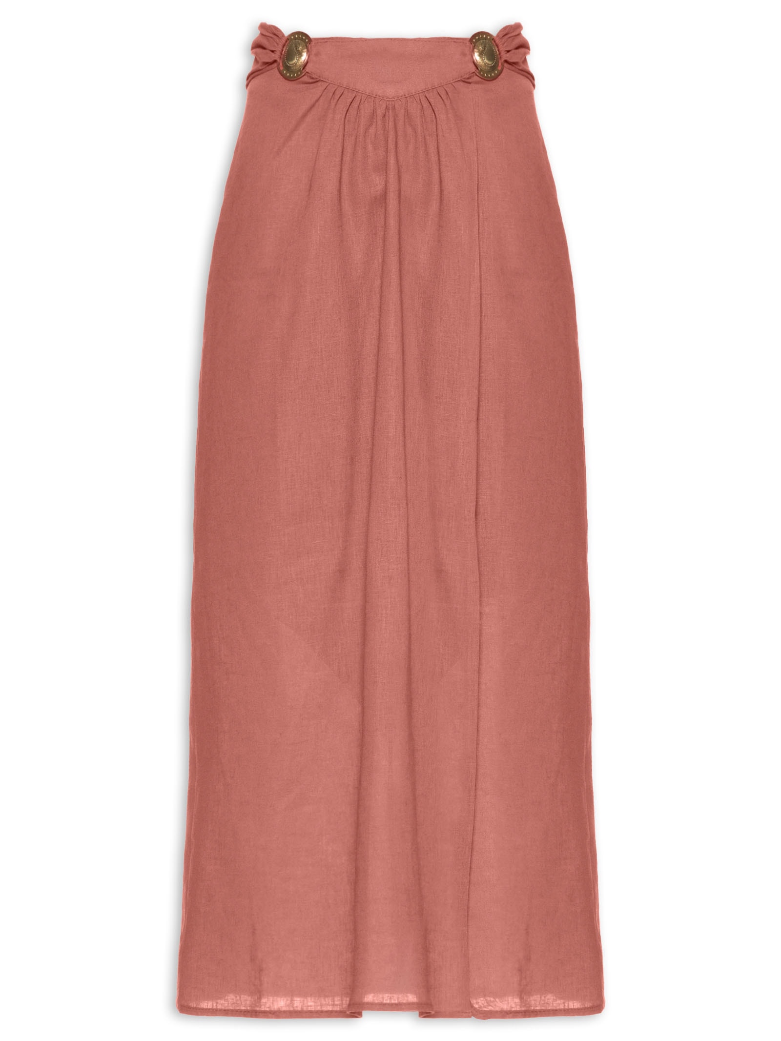 Saia Midi Fivelas Marrom Maria Filó