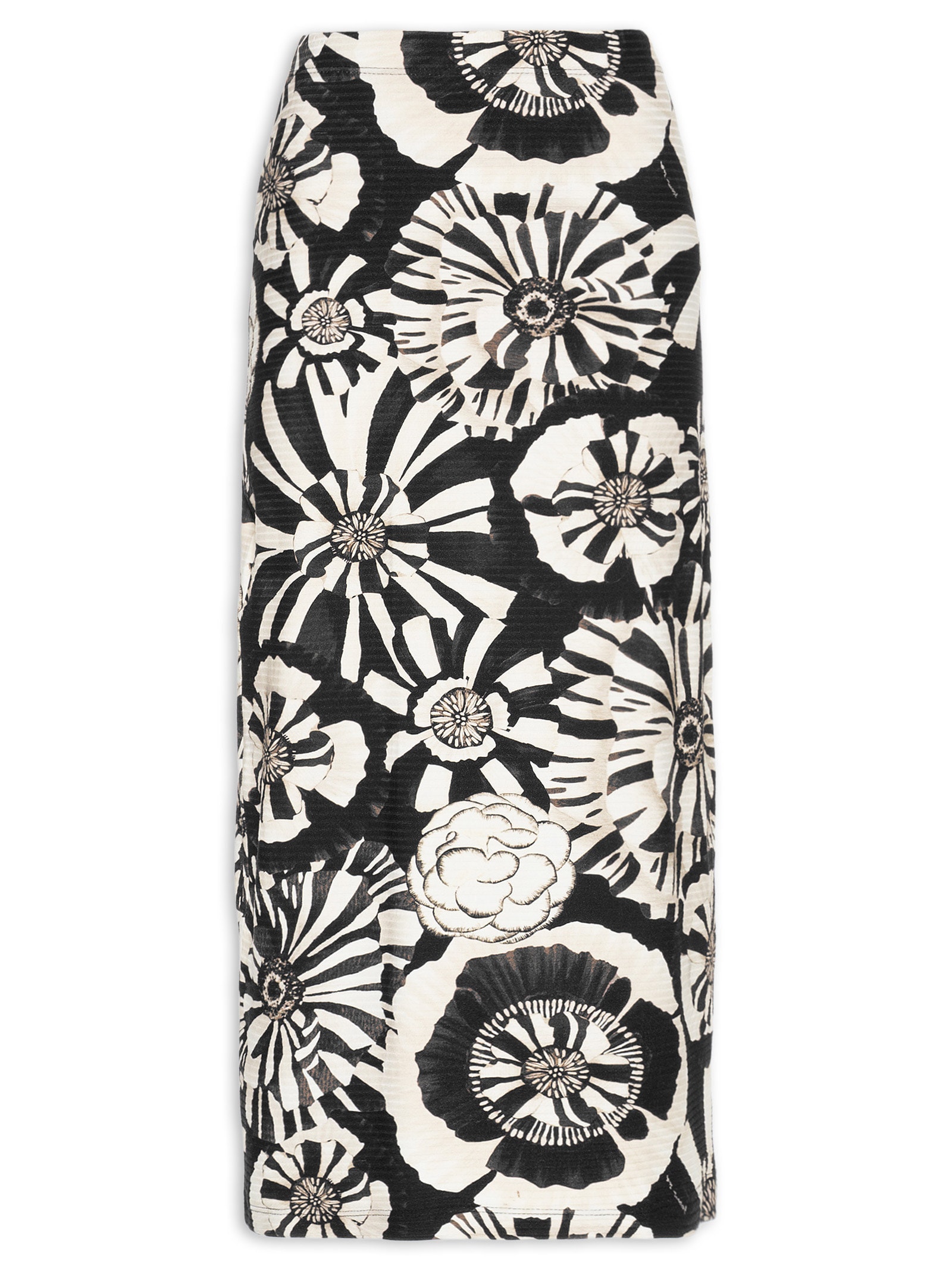 Saia Midi Flora Preto Farm