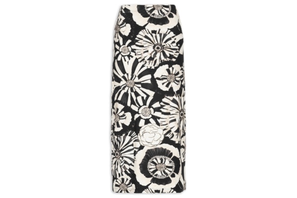Saia Midi Flora - Preto