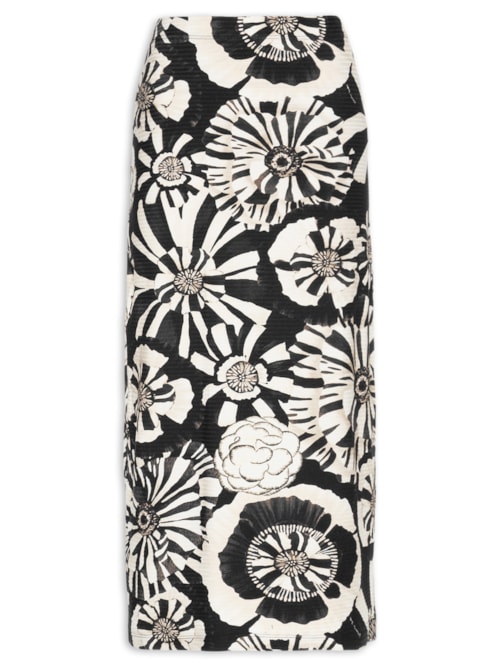 Saia Midi Flora – Preto