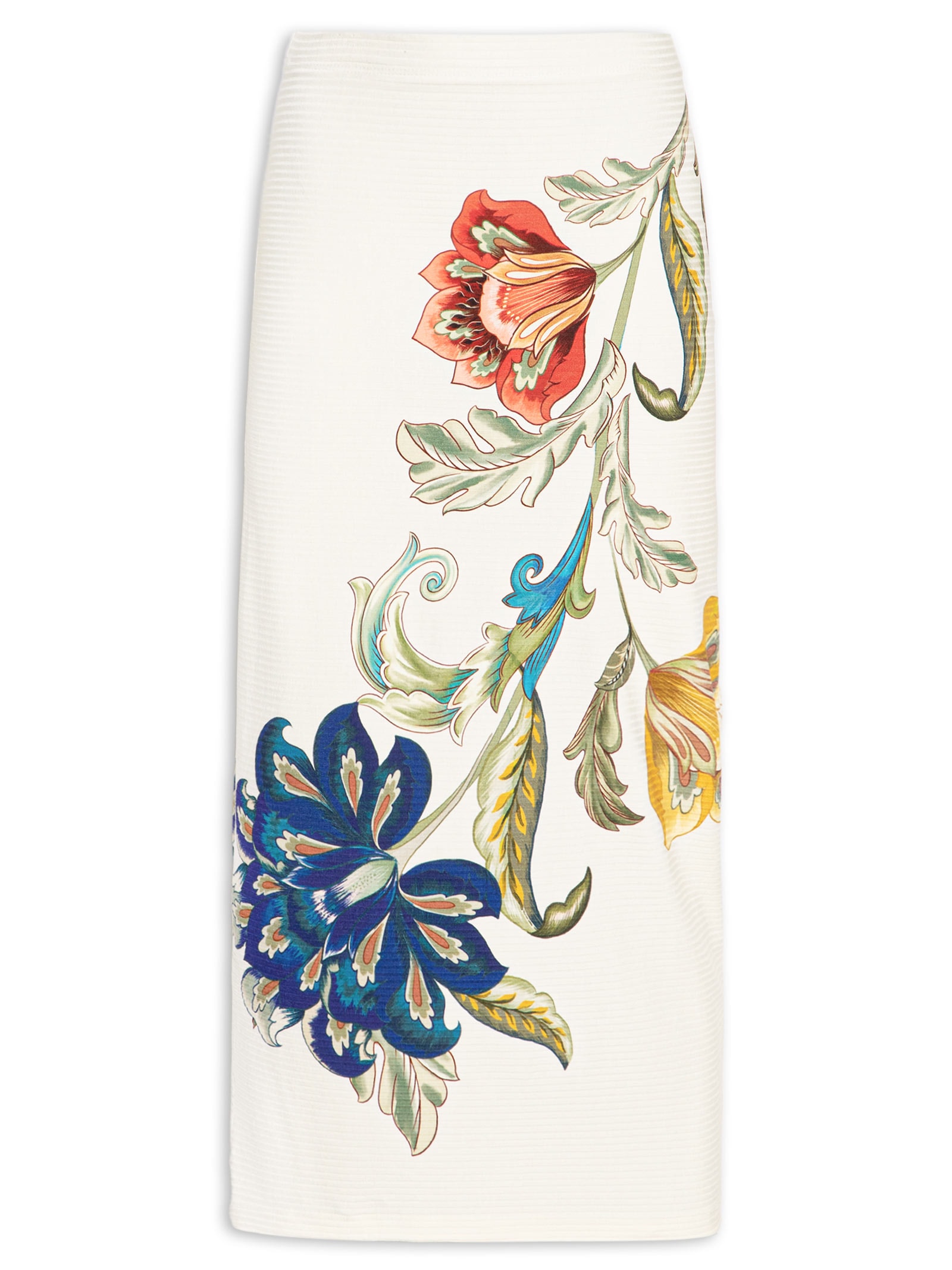 Saia Midi Floral Maite E Branco Farm