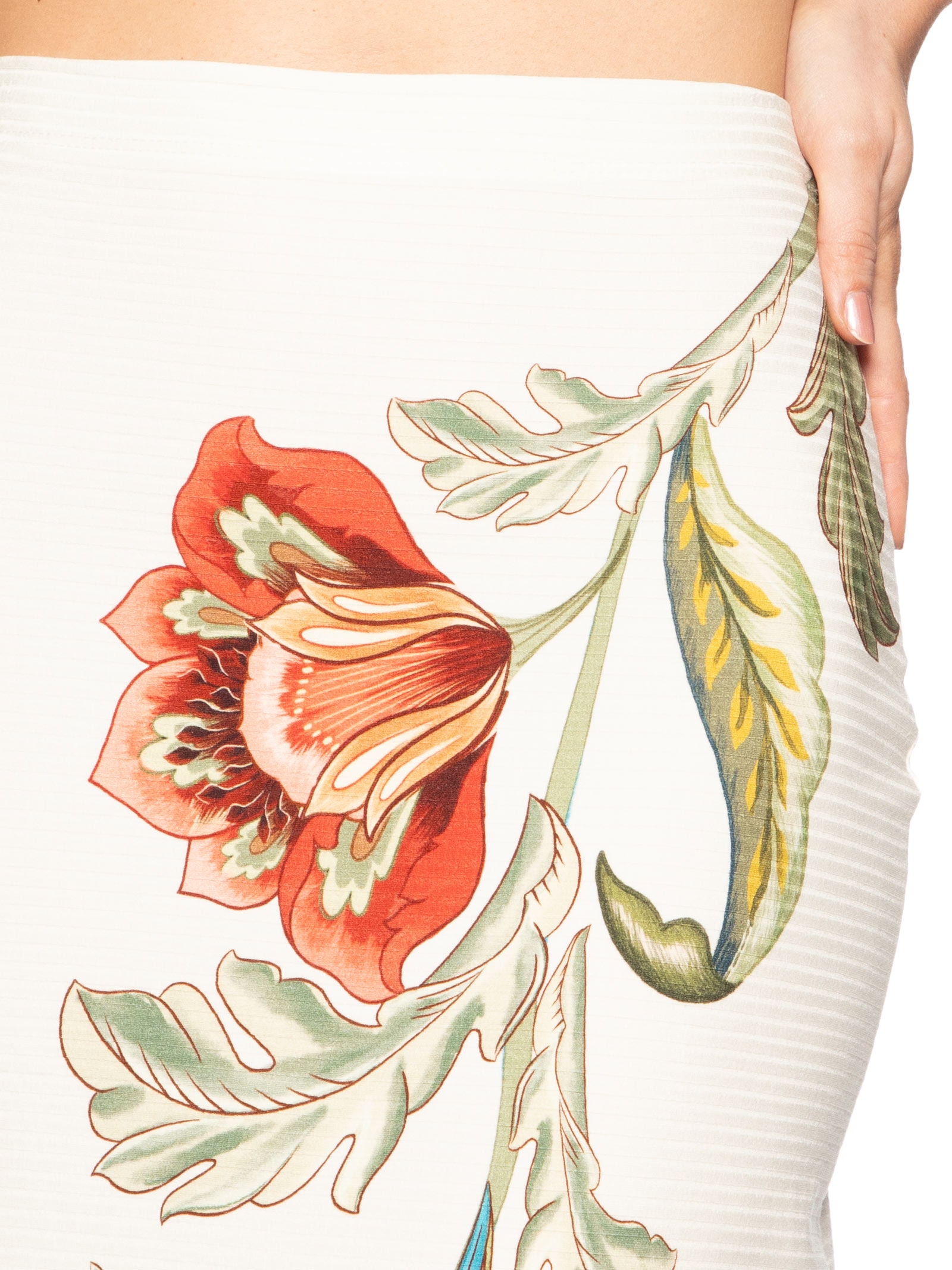 Saia Midi Floral Maite E Branco Farm