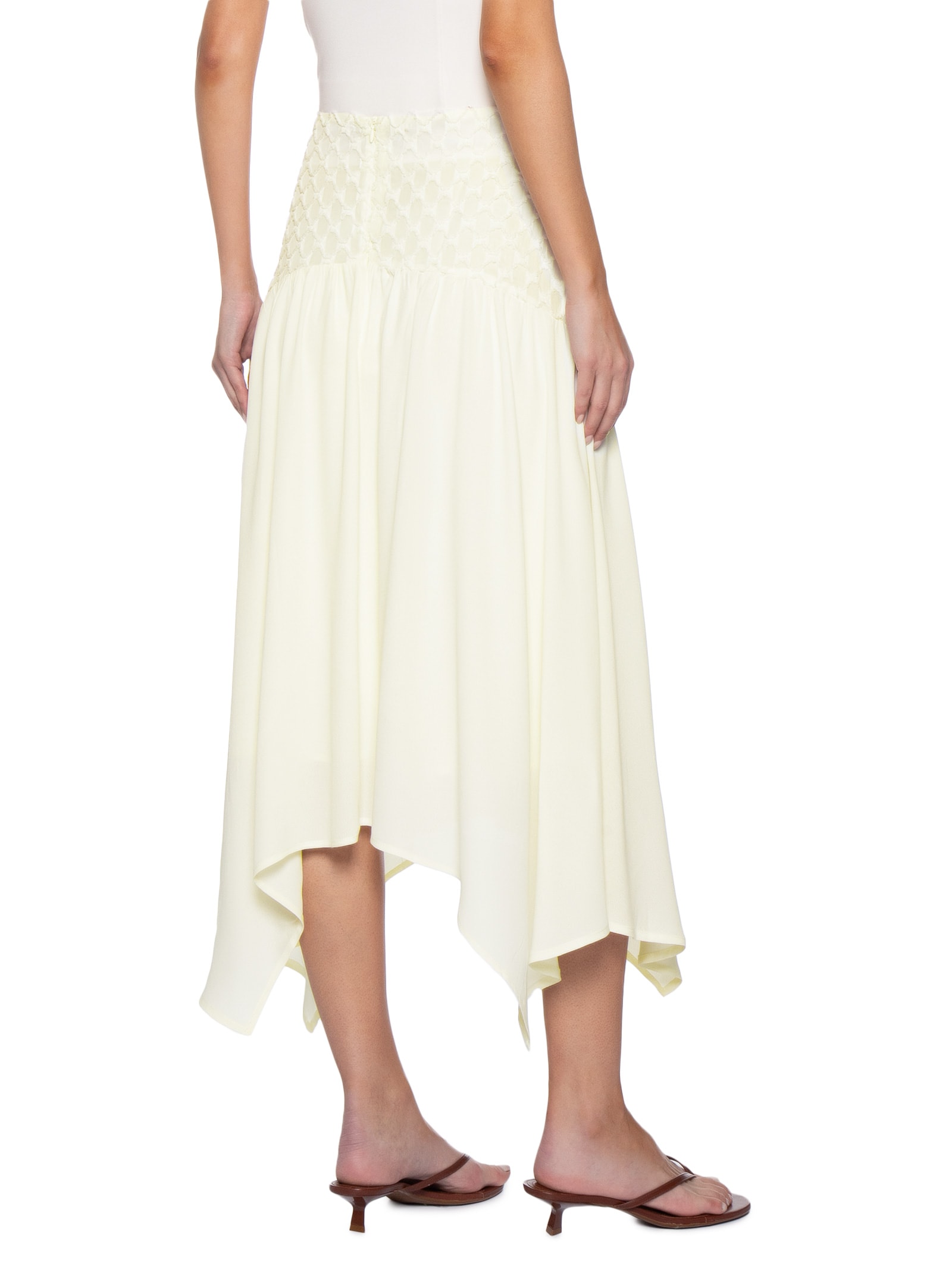 Saia Midi Fluida Com Detalhe No Cós Off White Market 33