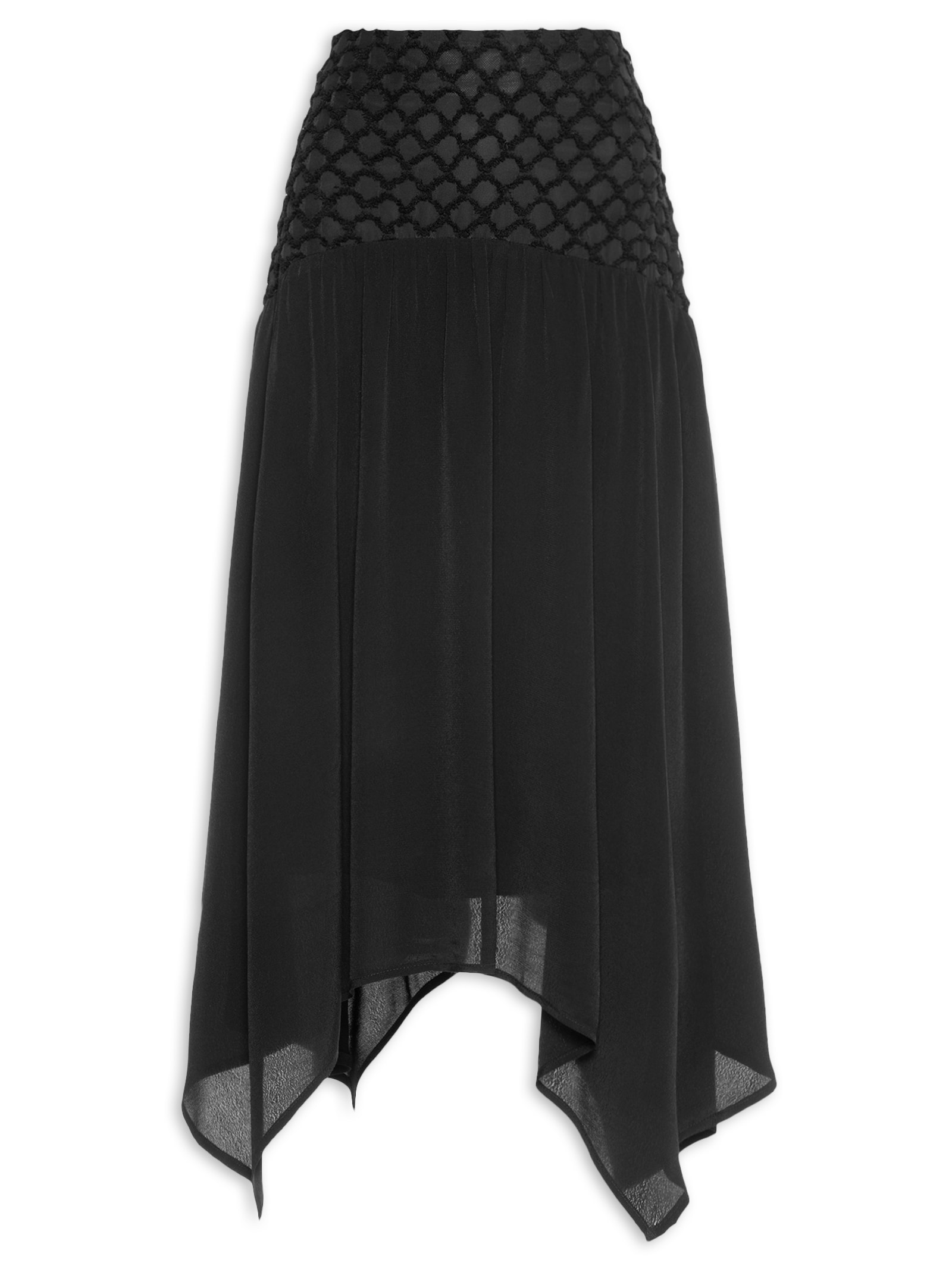 Saia Midi Fluida Com Detalhe No Cós Preto Market 33