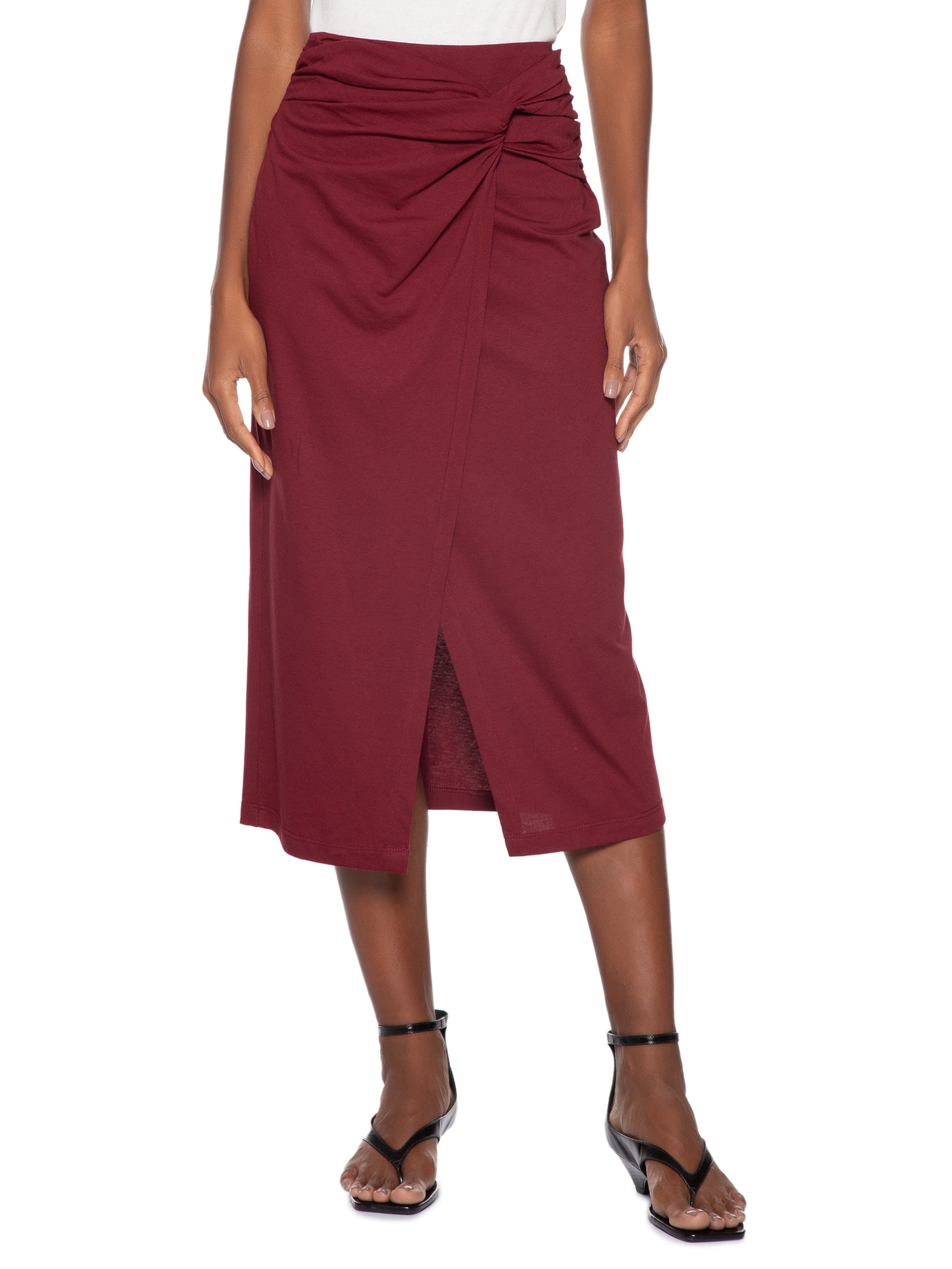 Saia Midi Frente Torcida Vermelho Animale