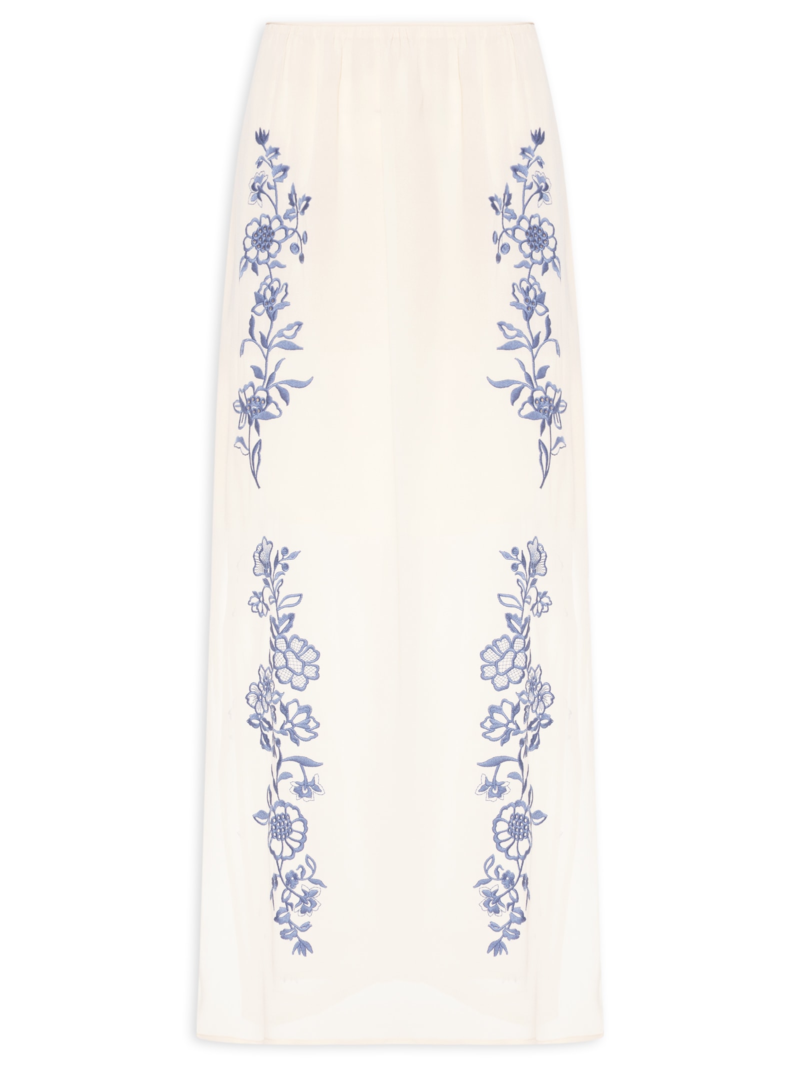 Saia Midi Ggt Bordado Off White Maria Filó