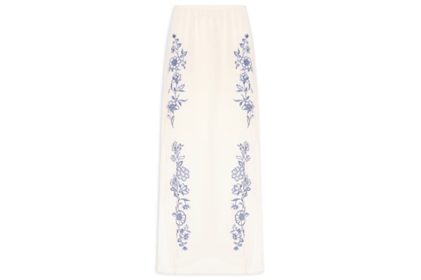 Saia Midi Ggt Bordado - Off White