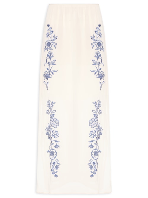 Saia Midi Ggt Bordado - Off White