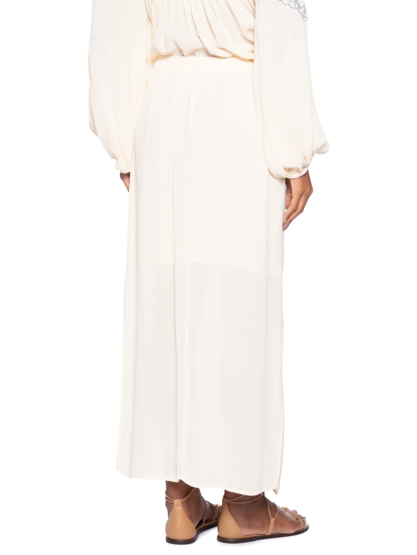 Saia Midi Ggt Bordado Off White Maria Filó