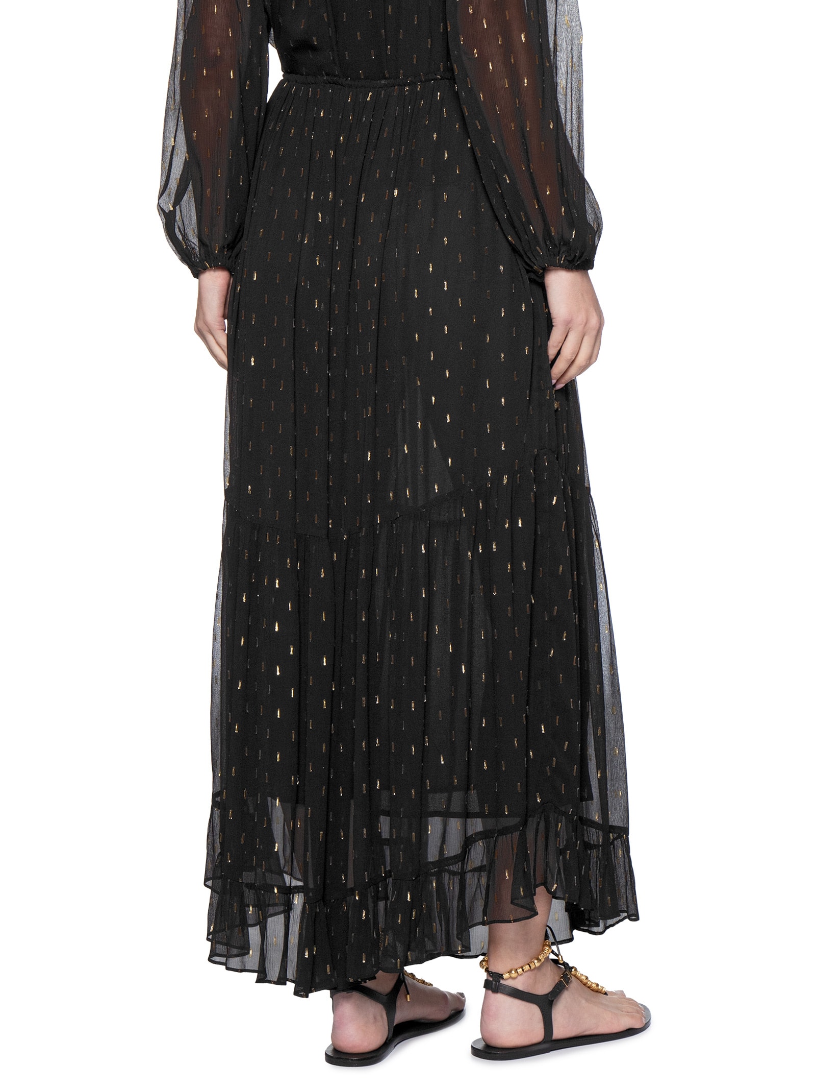 Saia Midi GGT Lurex Preto Maria Filó