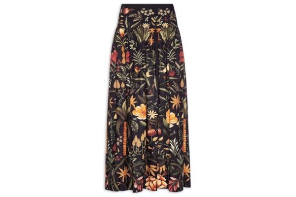 Saia Midi Inverno Tropical - Preto