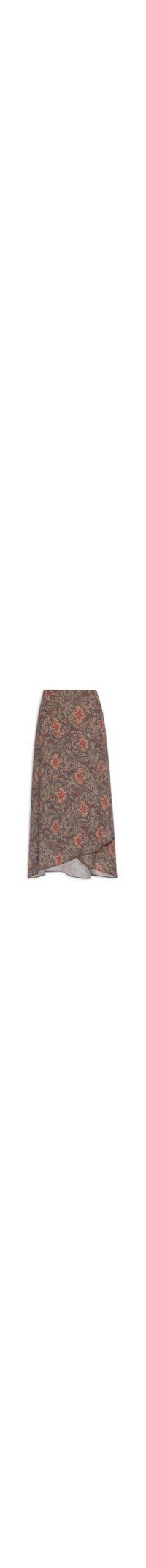 Saia Midi Irregular Estampa Ori - Verde